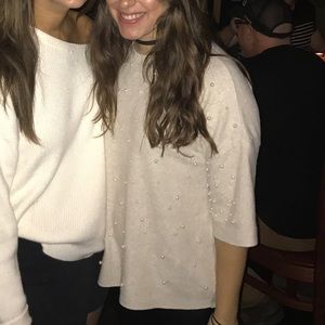 Zara Nude Sweater w/ Pearls